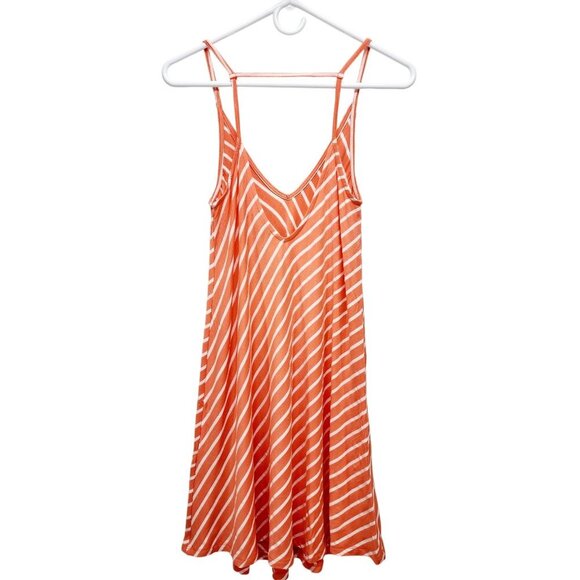 Orange & White Striped Sleeveless A-Line Dress Medium Lightweight Casual Size M - Picture 11 of 16